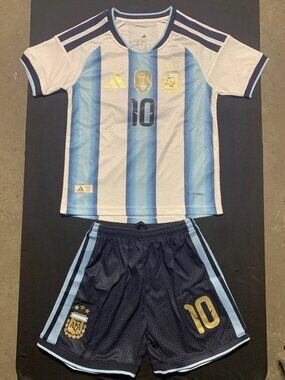 Kids Lionel Messi 2026 World Cup White Blue Soccer Jersey Suit